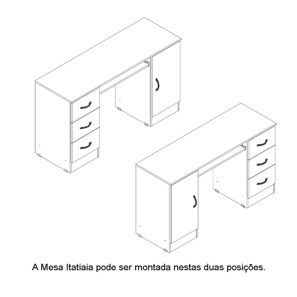 Escrivaninha Itatiaia com 3 gavetas e armario com 1 porta com1 prateleira - SM - 77,5Ax135Lx45P